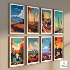 Cotopaxi National Park Ecuador Travel Print Volcano Landscape Poster Wall Art Decor displayed in a gallery wall arrangement.