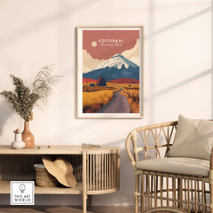 Cotopaxi National Park Ecuador Road Travel Print Volcano Landscape Poster Wall Art framed in a stylish room setting.