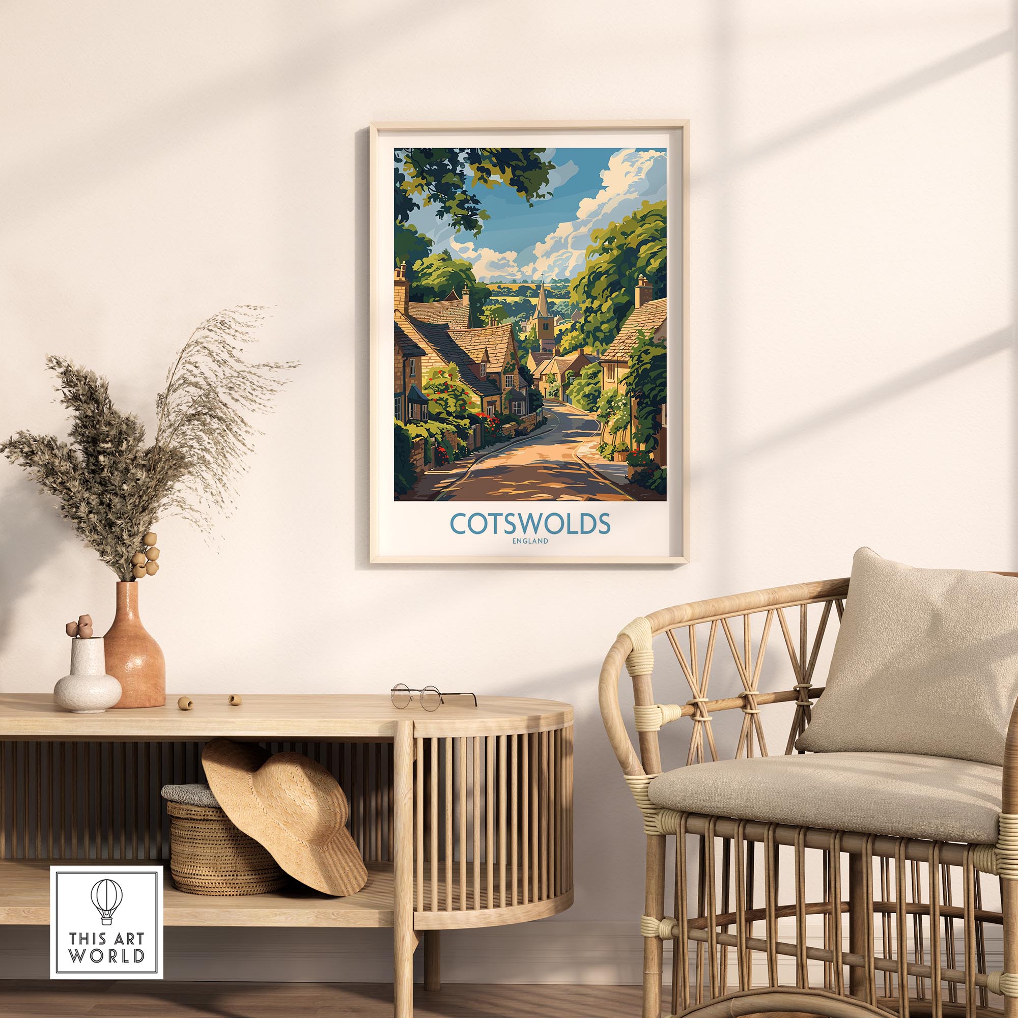 Cotswolds Wall Art Print - United Kingdom Travel Poster