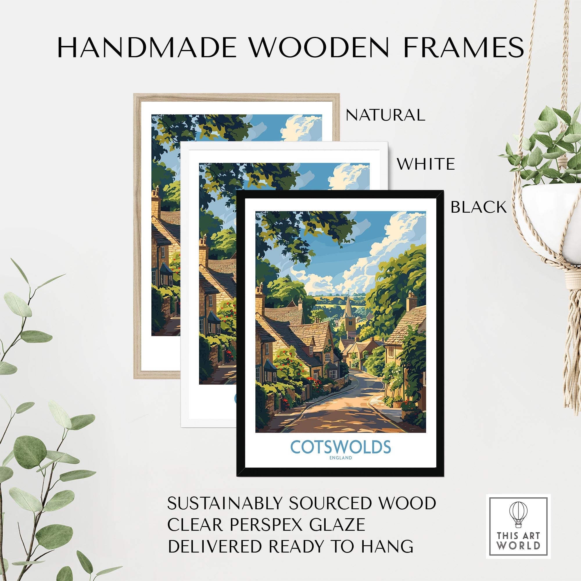 Cotswolds Wall Art Print - United Kingdom Travel Poster