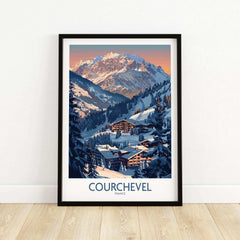 Courchevel Ski Print showcasing the stunning French Alps landscape, perfect for home decor and ski enthusiasts.