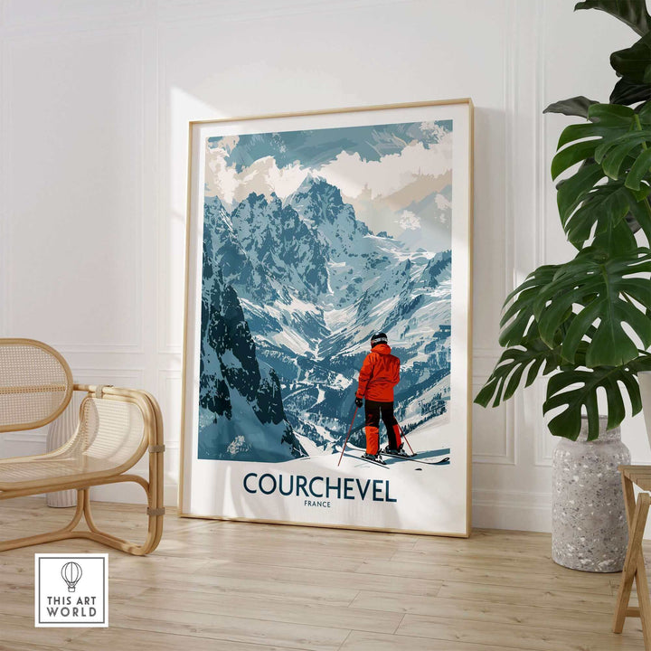 Mountain landscape Courchevel wall art in modern living room setting.