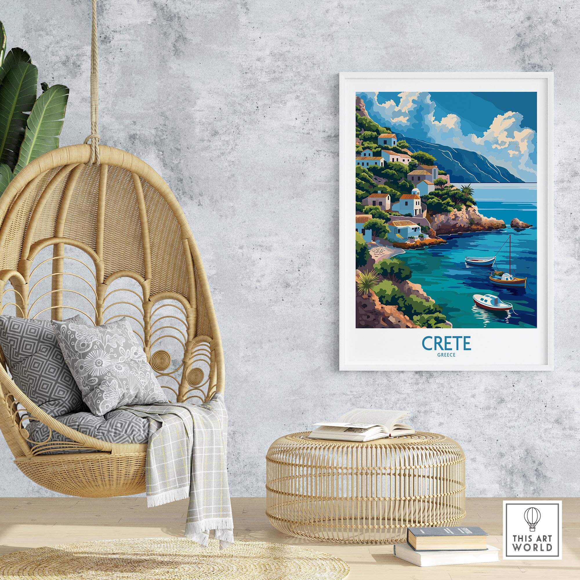 Crete Greece Art Print showcasing the scenic beauty of Crete, perfect for a Mediterranean-themed home decor.