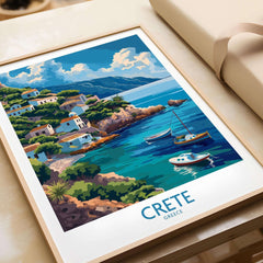 Crete Greece Art Print showcasing the stunning coastline and architecture of Crete, perfect for Mediterranean lovers.