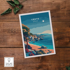 Crete Island Greece - Travel Poster showcasing vibrant coastal scenery and Mediterranean charm.