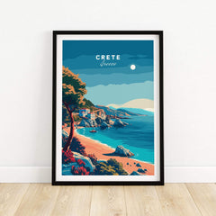 Crete Island Greece - Travel Poster showcasing a beautiful coastal scene in vibrant colors.