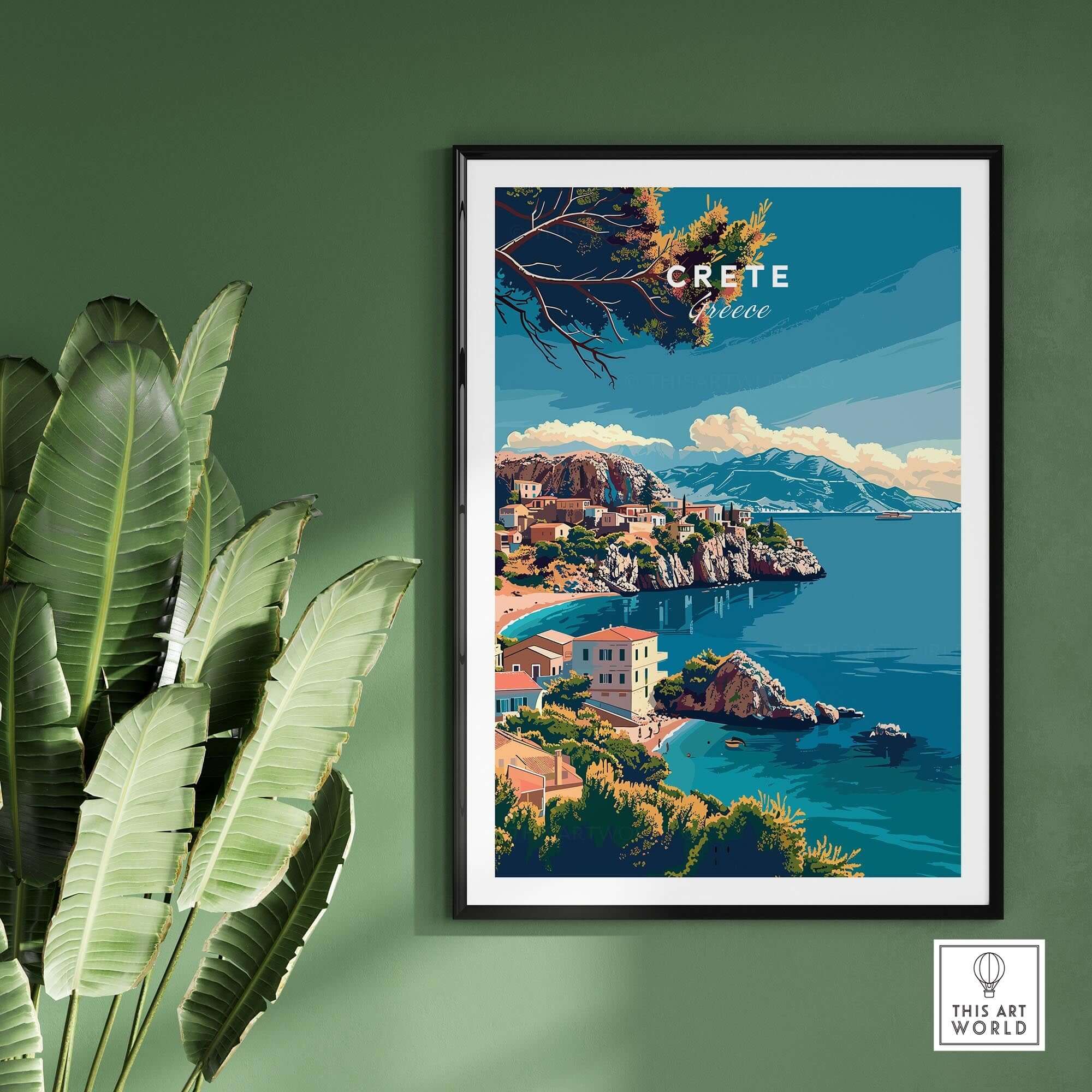 Crete Island Greece - Travel Print showcasing the beauty of Crete's coastline and Mediterranean charm.