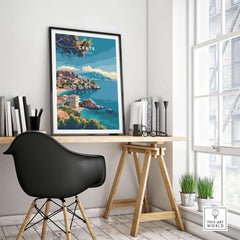 Crete Island Greece - Travel Print featured in a modern interior space with a black chair and natural light.