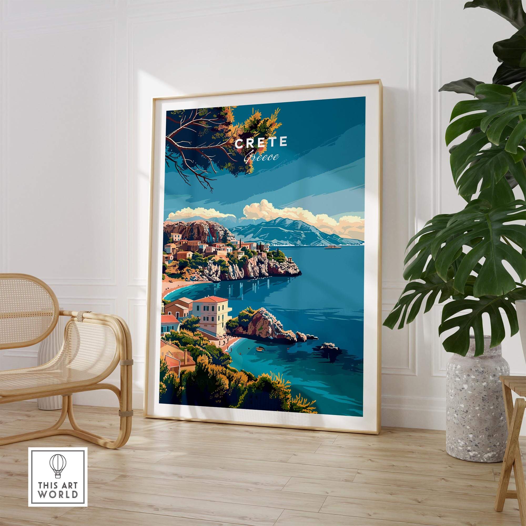 Crete Island Greece - Travel Print showcasing a beautiful coastal scene, perfect for Mediterranean wall art.