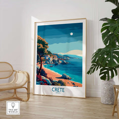 Crete Island - Travel Poster featuring vibrant colors and beautiful landscapes of Crete, Greece.