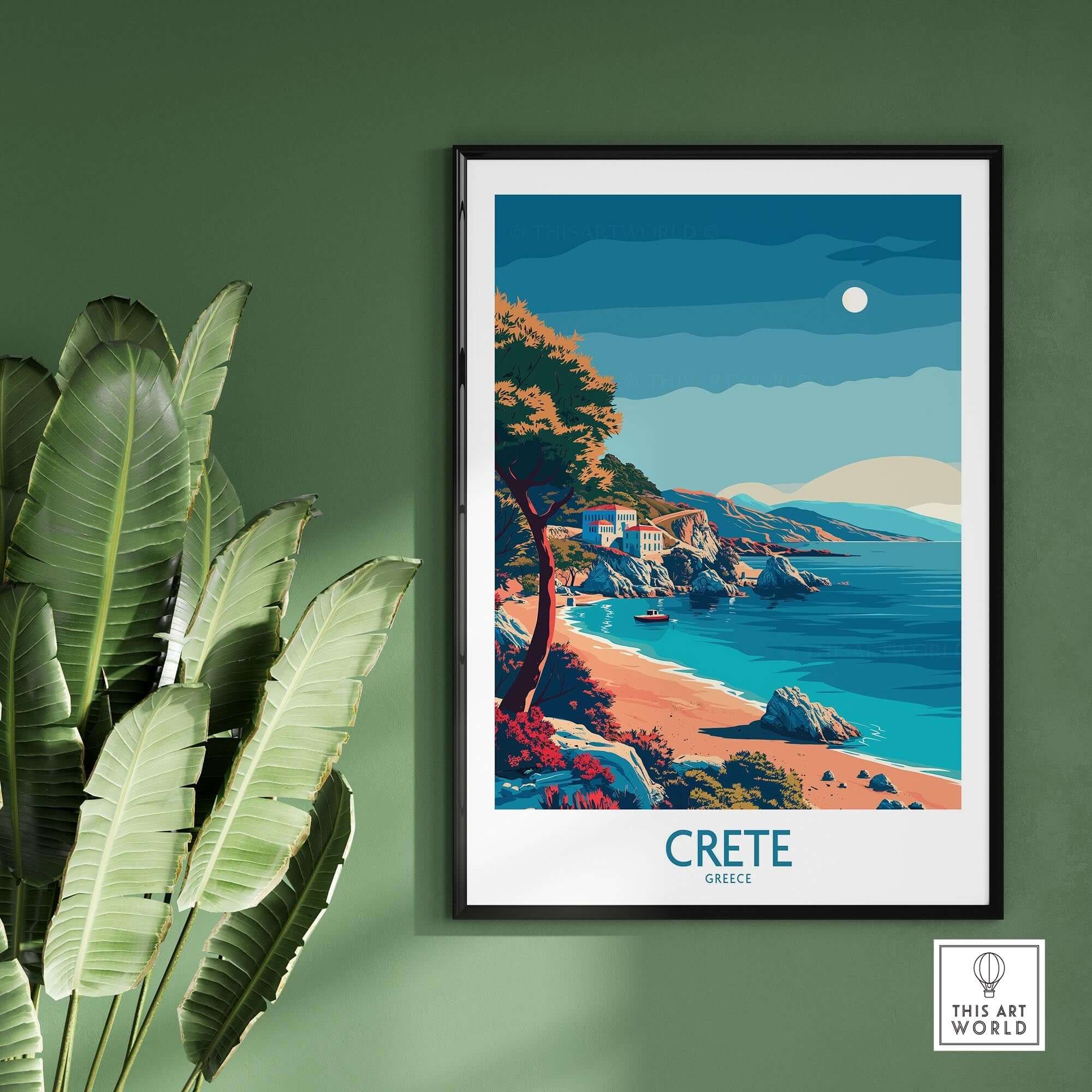 Crete Island - Travel Poster showcasing the stunning beaches and landscapes of Crete, Greece.