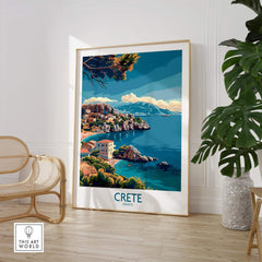 Crete Island - Travel Print showcasing stunning coastal views and vibrant beauty of Crete, Greece, perfect for wanderlust decor.