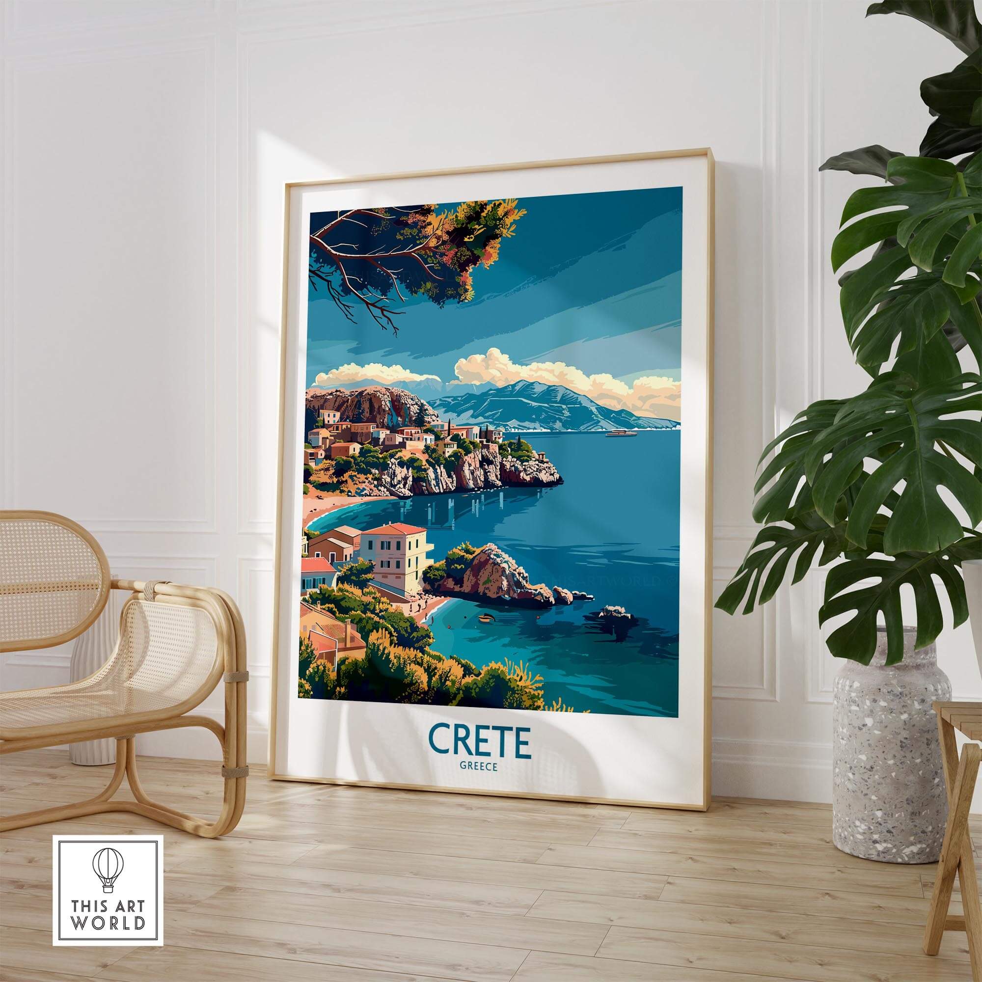 Crete Island - Travel Print showcasing stunning coastal views and vibrant beauty of Crete, Greece, perfect for wanderlust decor.