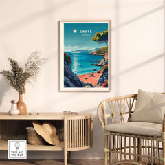 Crete Poster highlighting the stunning beauty of Crete, perfect for home decor and travel enthusiasts.