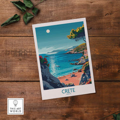 Crete Poster - Modern featuring a picturesque view of Crete's coastline and crystal blue waters.