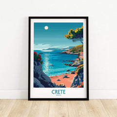 Crete Poster - Modern showcasing a stunning coastal view of Crete, Greece, perfect for travel enthusiasts.