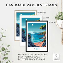 Crete Poster - Modern displayed in handmade wooden frames in natural, white, and black options.