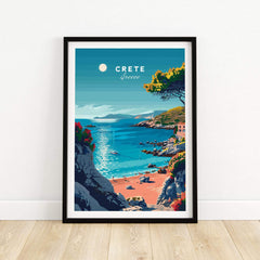 Crete Poster showcasing a beautiful coastal view of Crete, Greece, capturing the island's Mediterranean charm.