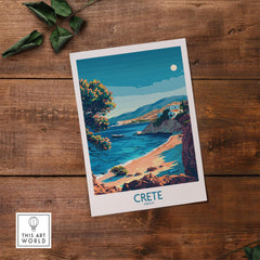Crete Travel Print - Greece features stunning coastal views and vibrant colors, capturing the essence of Greece's beauty.