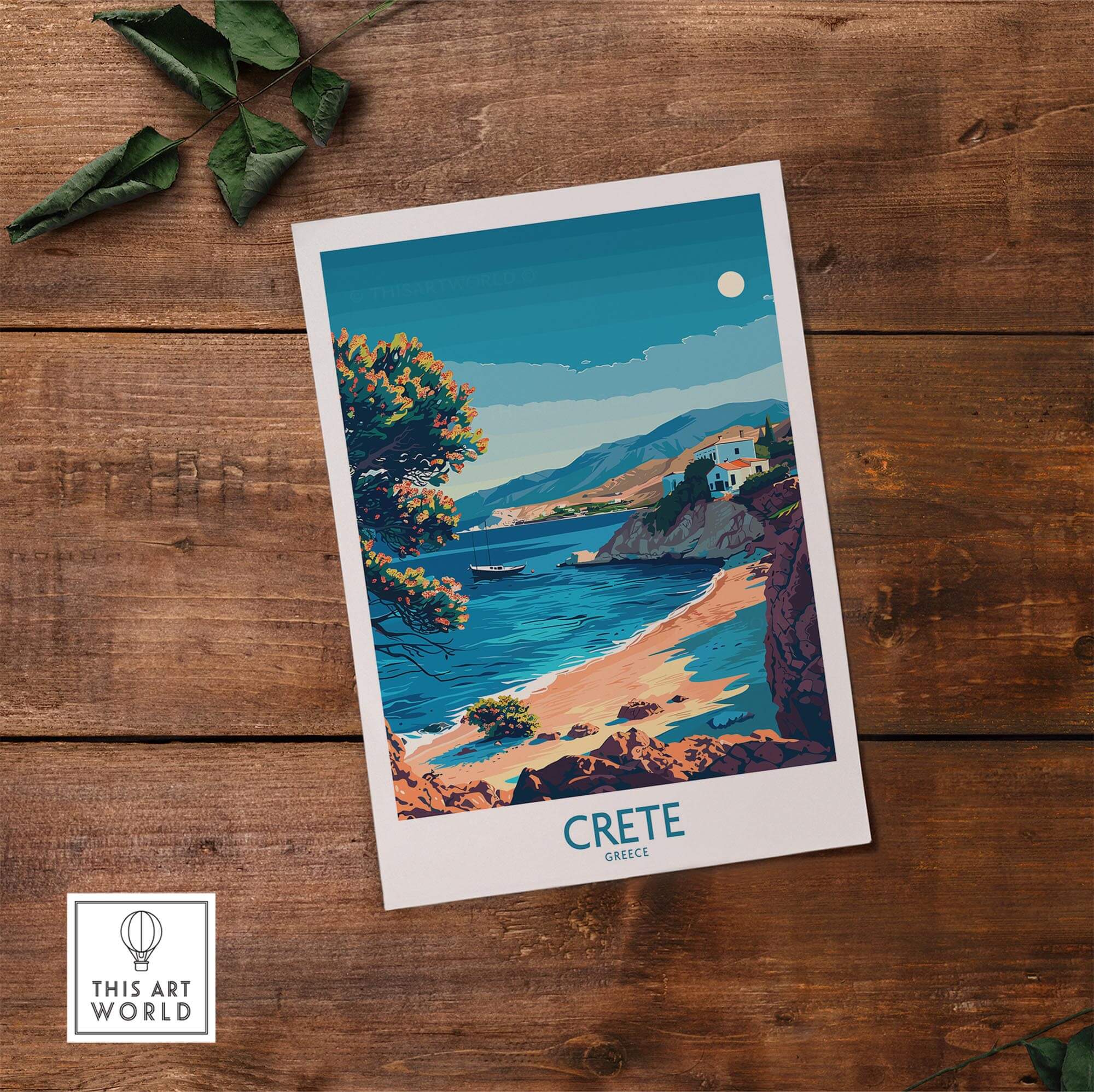 Crete Travel Print - Greece features stunning coastal views and vibrant colors, capturing the essence of Greece's beauty.