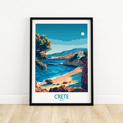 Crete Travel Print - Greece showcasing stunning coastal views and vibrant colors of the Mediterranean.