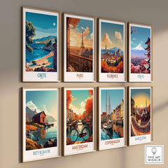 Crete Travel Print - Greece, featuring beautiful Mediterranean landscape with crystal clear waters and sandy beaches.