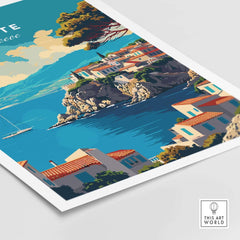 Crete Wall Art featuring a picturesque coastal scene of Crete, Greece with vibrant colors and charming architecture.