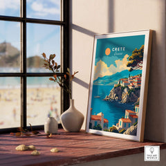 Crete Wall Art framed print showcasing the beauty of Crete, Greece near a sunny beach.