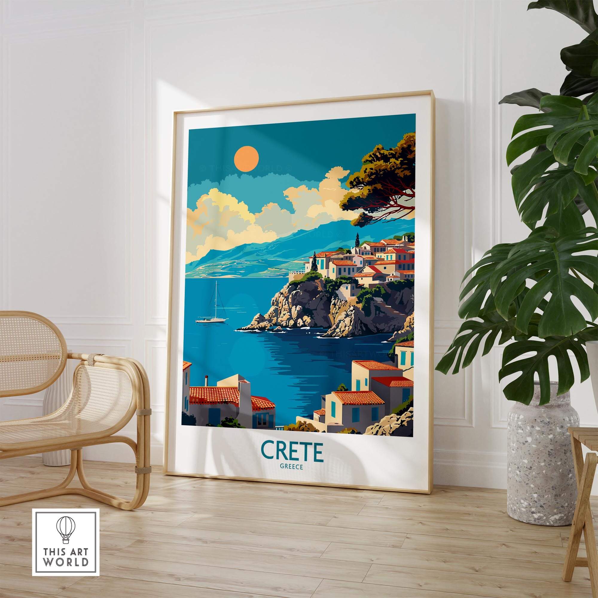 Crete Wall Art Print showcasing a vibrant depiction of the island's beauty and Mediterranean charm.