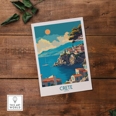 Crete Wall Art Print showcasing the beautiful Mediterranean scenery of Crete, Greece with vibrant colors.