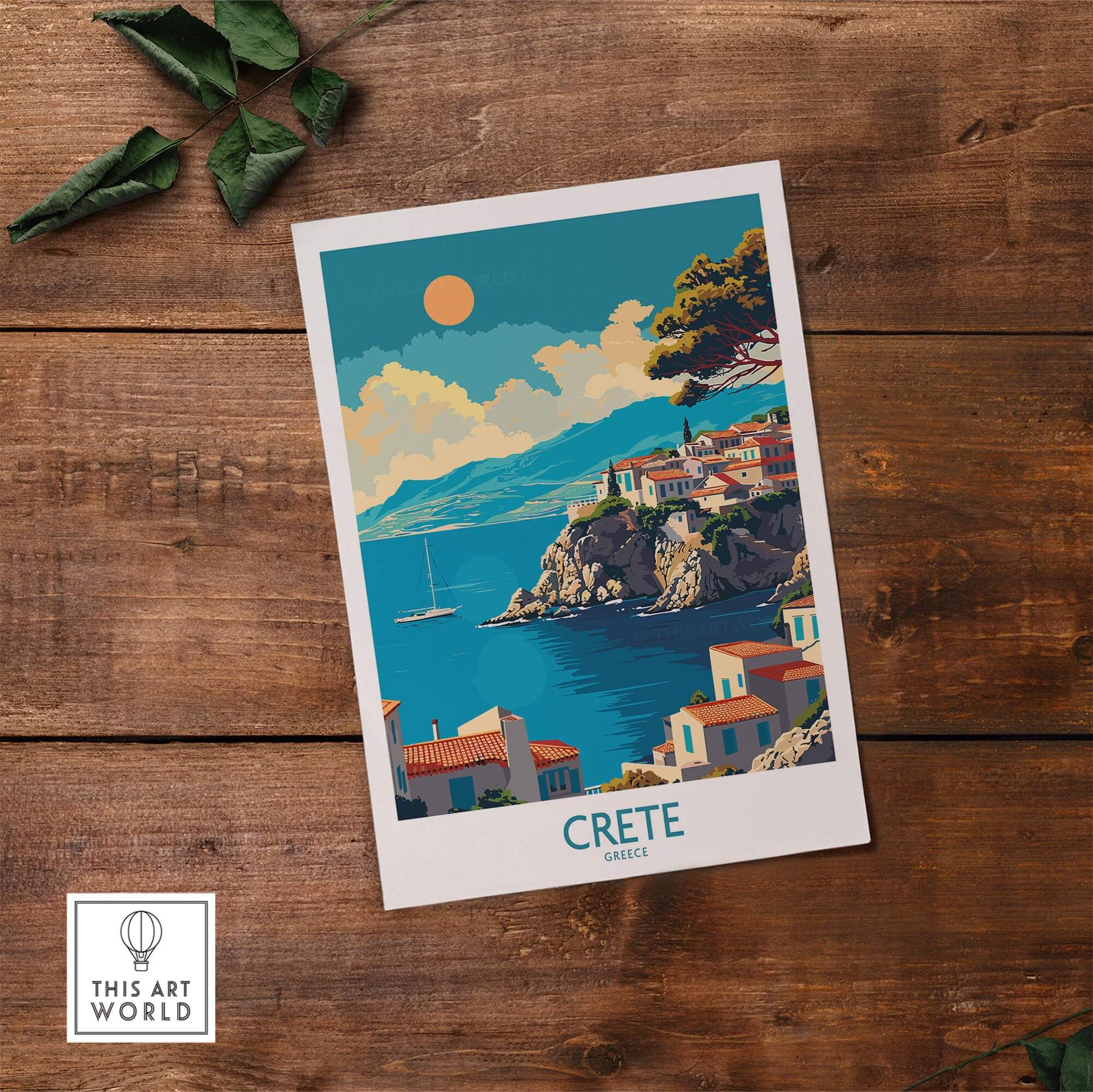 Crete Wall Art Print showcasing the beautiful Mediterranean scenery of Crete, Greece with vibrant colors.