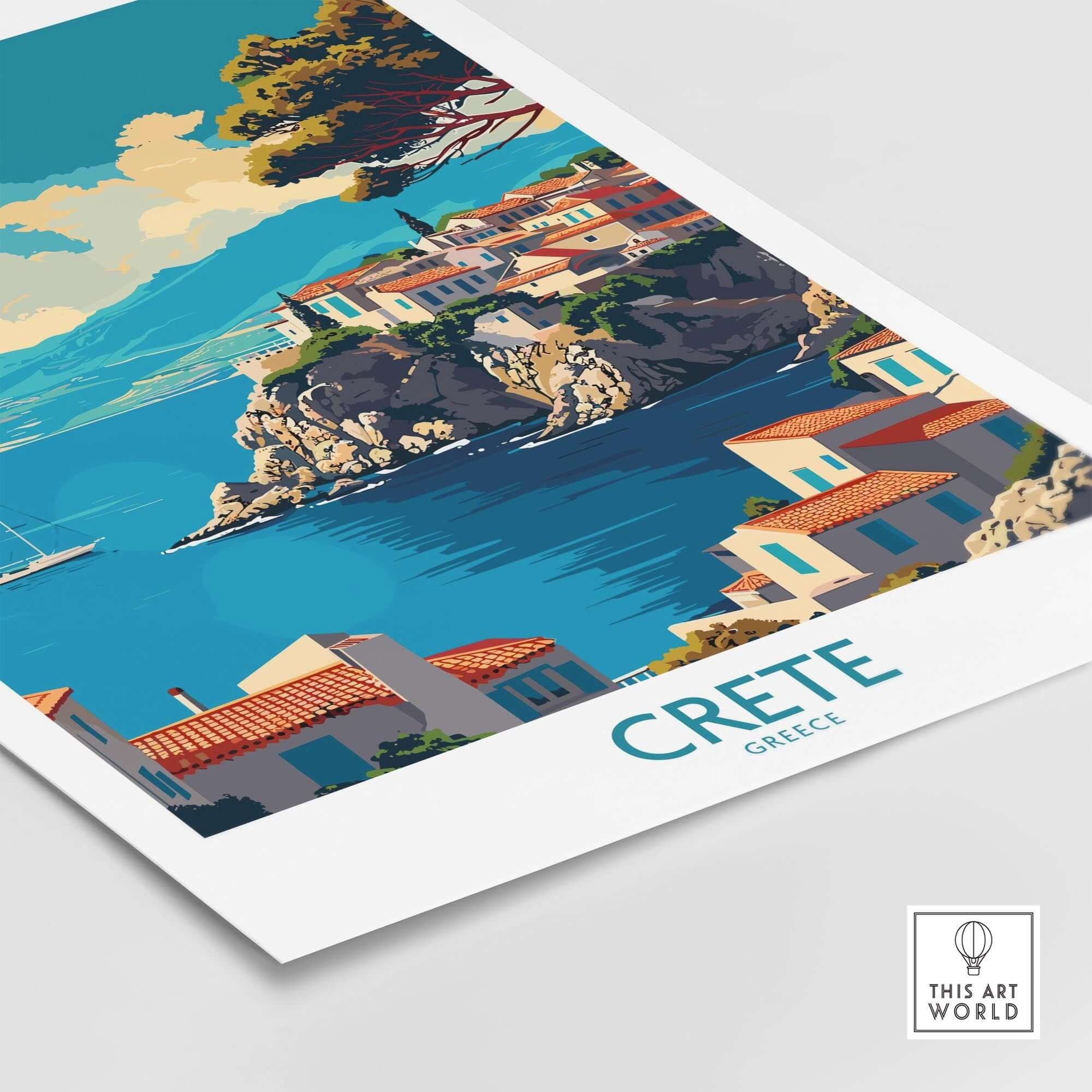 Crete Wall Art Print showcasing the striking coastline and Mediterranean charm of Crete, Greece.