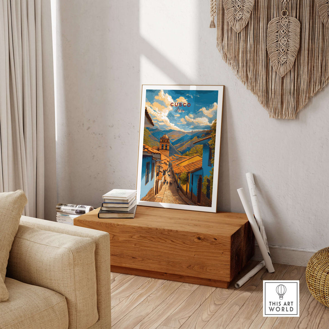 Cusco City Print | Inca Valley Wall Decor showcasing vibrant streets and stunning landscapes of Peru.