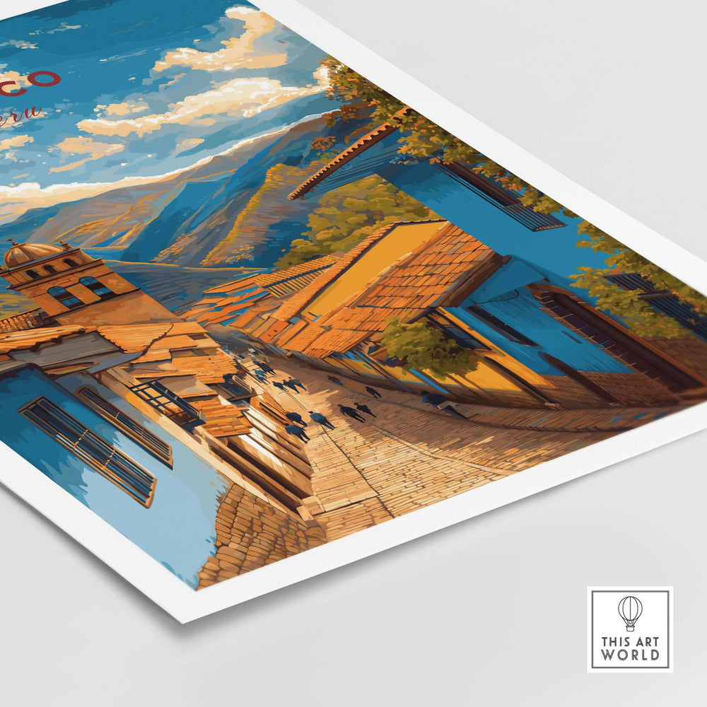 Cusco City Print | Inca Valley Wall Decor featuring vibrant streets and stunning landscape of Cusco.