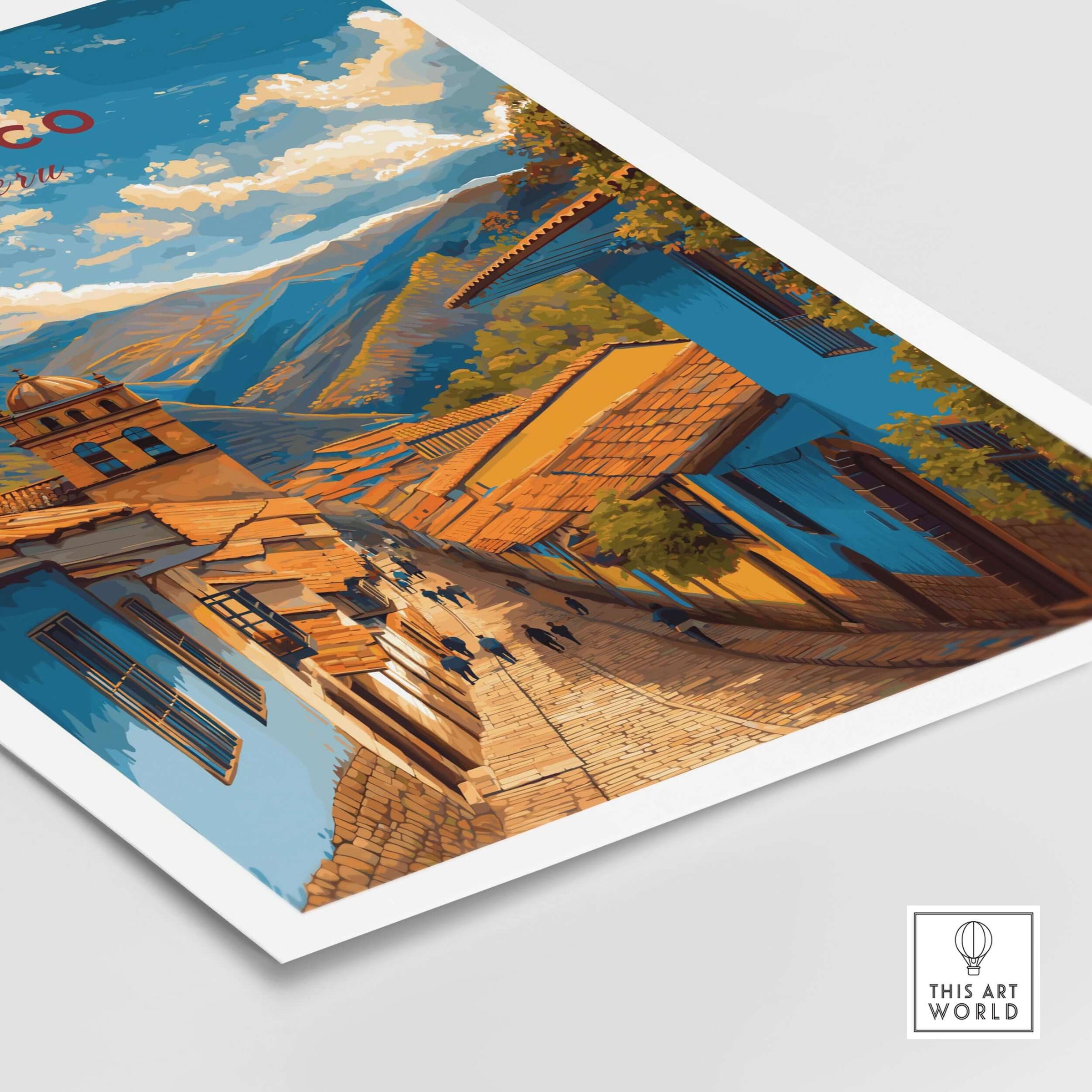 Cusco City Print | Inca Valley Wall Decor featuring vibrant streets and stunning landscapes of Peru.