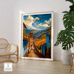 Cusco City Print | Inca Valley Wall Decor showcasing vibrant streets and stunning landscapes of Cusco, perfect for home decor.