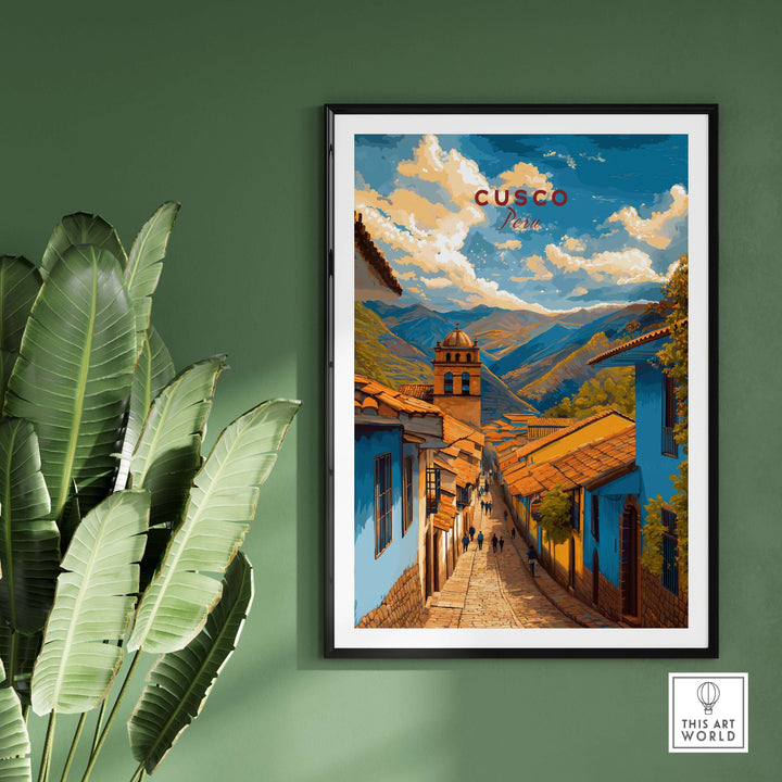 Cusco City Print | Inca Valley Wall Decor featuring vibrant streets and stunning landscape of Cusco.