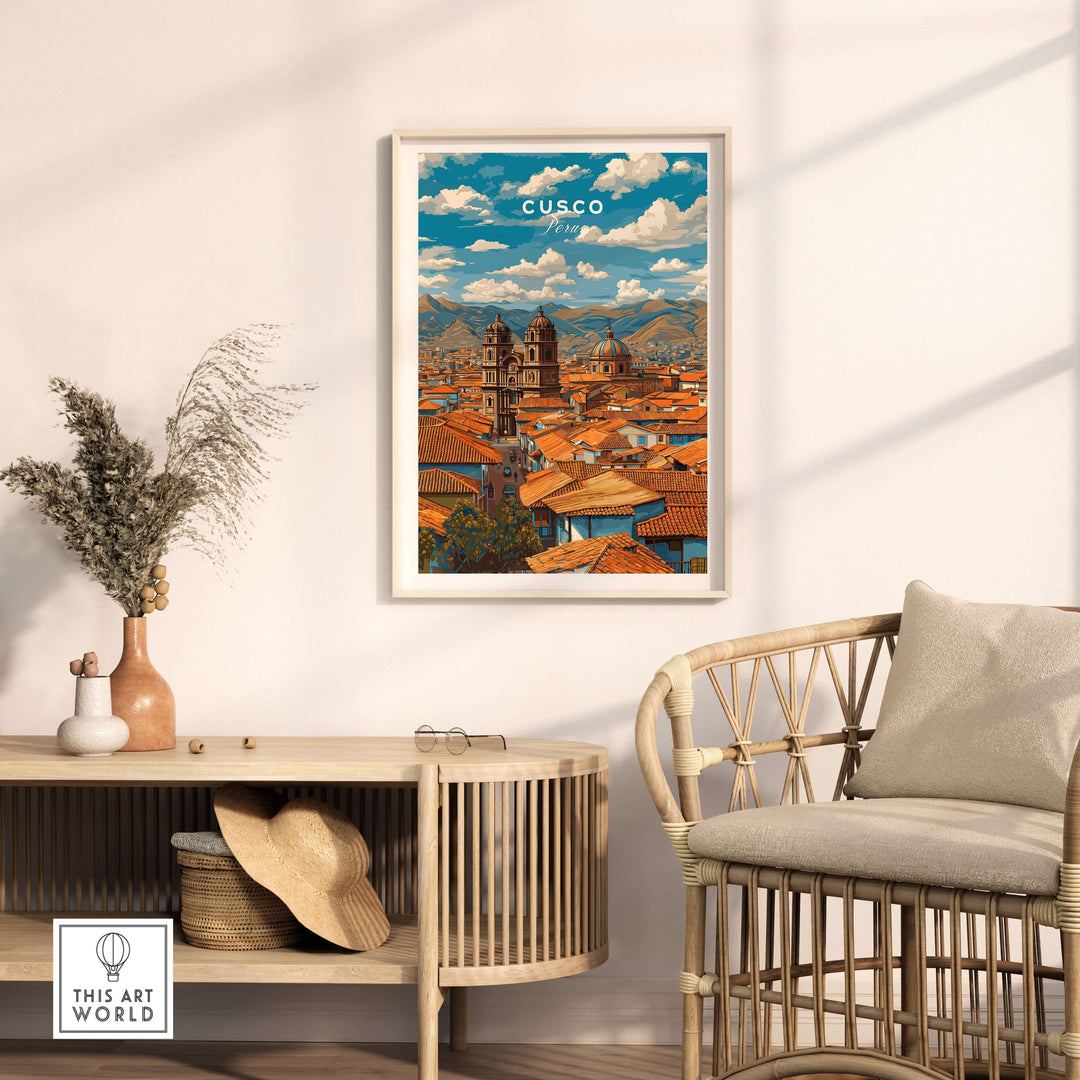 Cusco Print | Andean Mountain Home Decor showcasing the vibrant beauty of the Andes in a stylish living space.