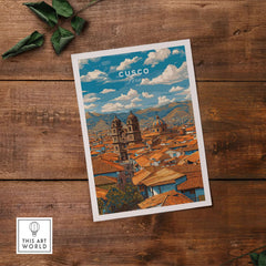 Cusco Print | Andean Mountain Home Decor, showcasing the Andes mountains and Cusco's architectural beauty.