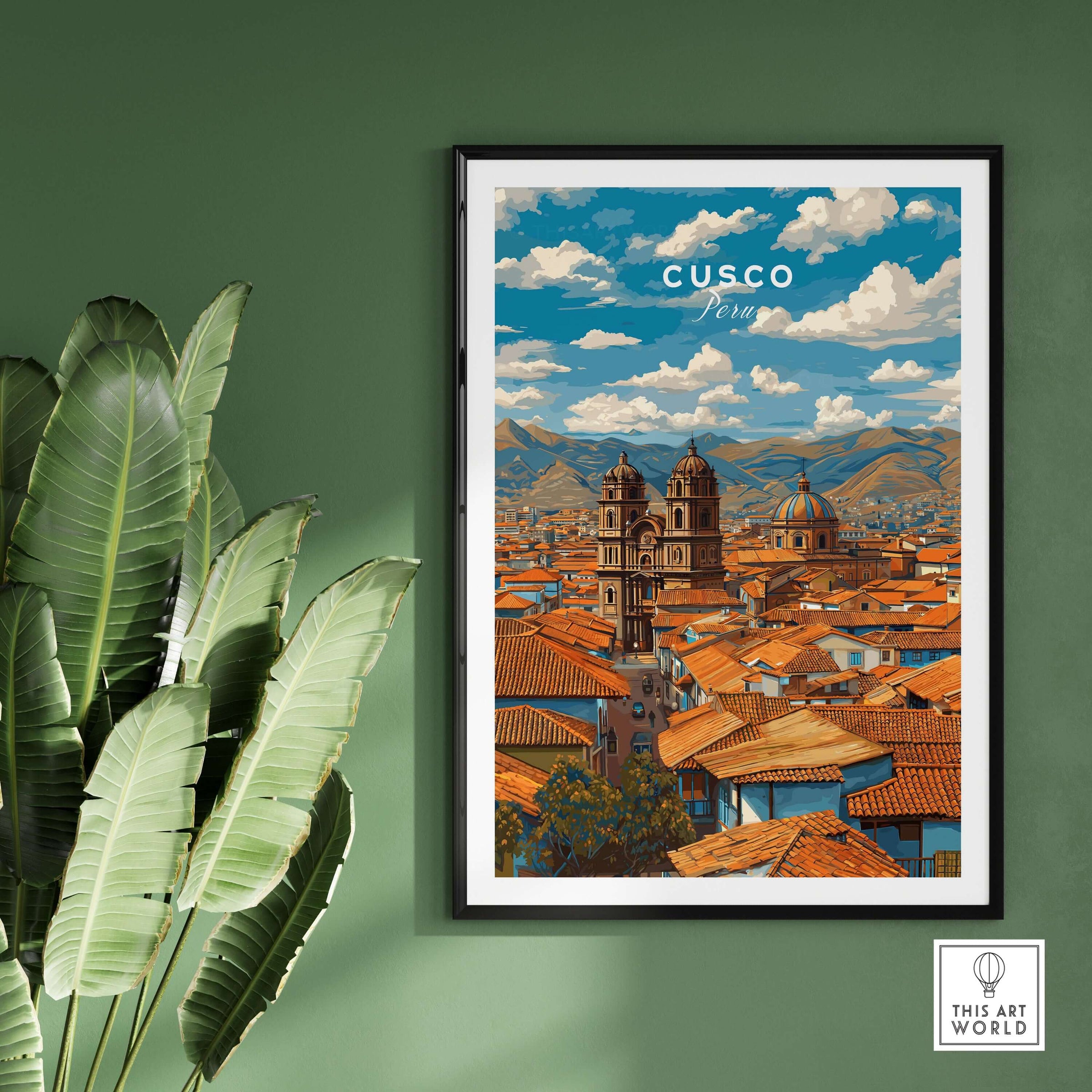 Cusco Print | Andean Mountain Home Decor featuring a scenic view of Cusco, Peru with vibrant colors and detailing.