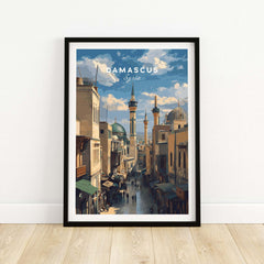 Damascus Cityscape Art Print - Umayyad Mosque Poster - Historic Syrian Wall Decor