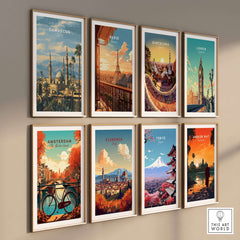 Damascus Travel Print - Syrian Mosque & Palm Trees Poster - Middle East Wall Art collection of travel-themed posters