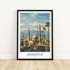 Damascus Skyline Poster - Syria Umayyad Mosque Art Print - Historic City Wall Decor