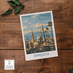 Damascus Skyline Poster - Syria Umayyad Mosque Art Print - Historic City Wall Decor