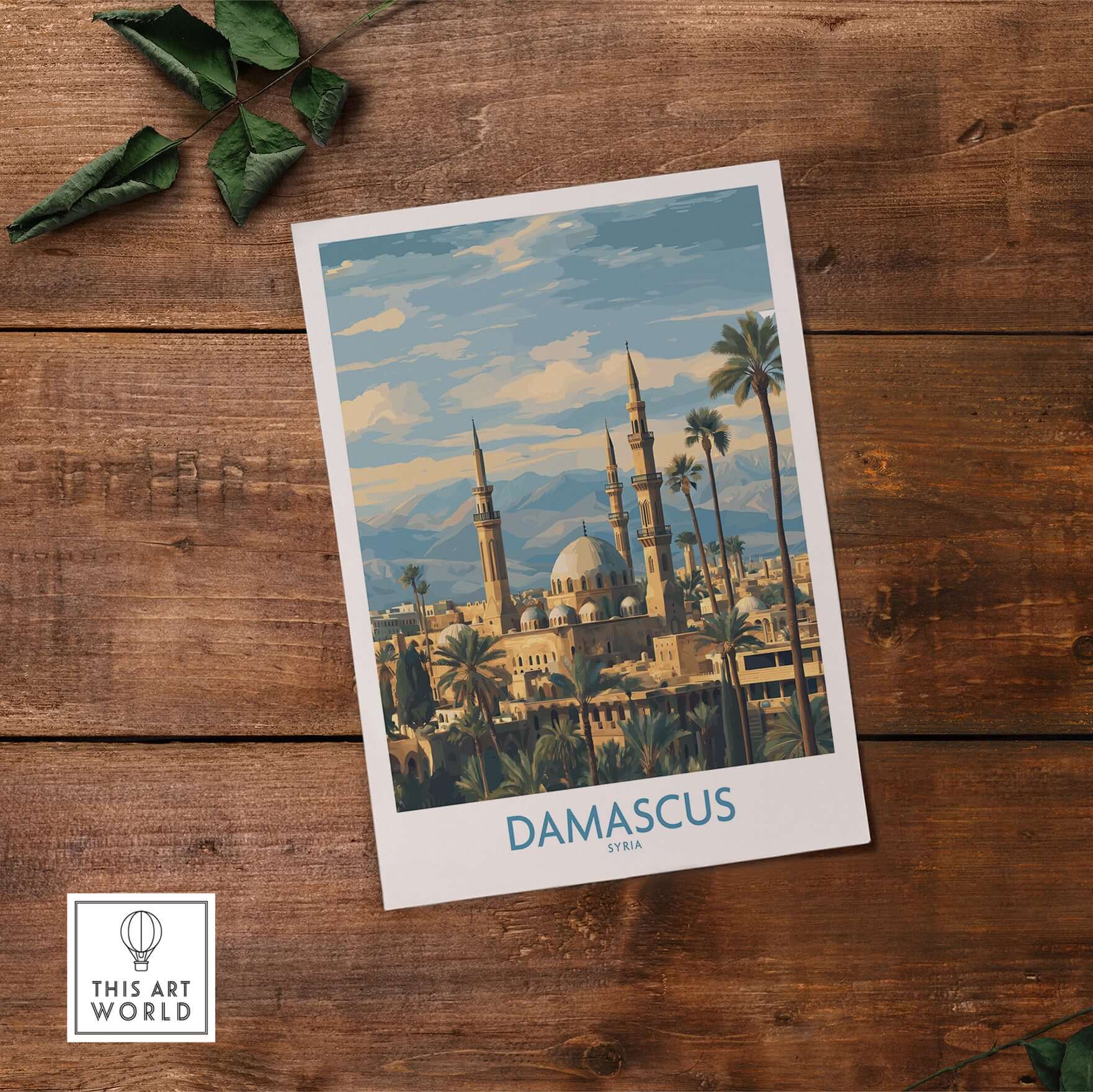 Damascus Skyline Poster - Syria Umayyad Mosque Art Print - Historic City Wall Decor