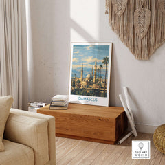 Damascus Skyline Poster - Syria Umayyad Mosque Art Print - Historic City Wall Decor