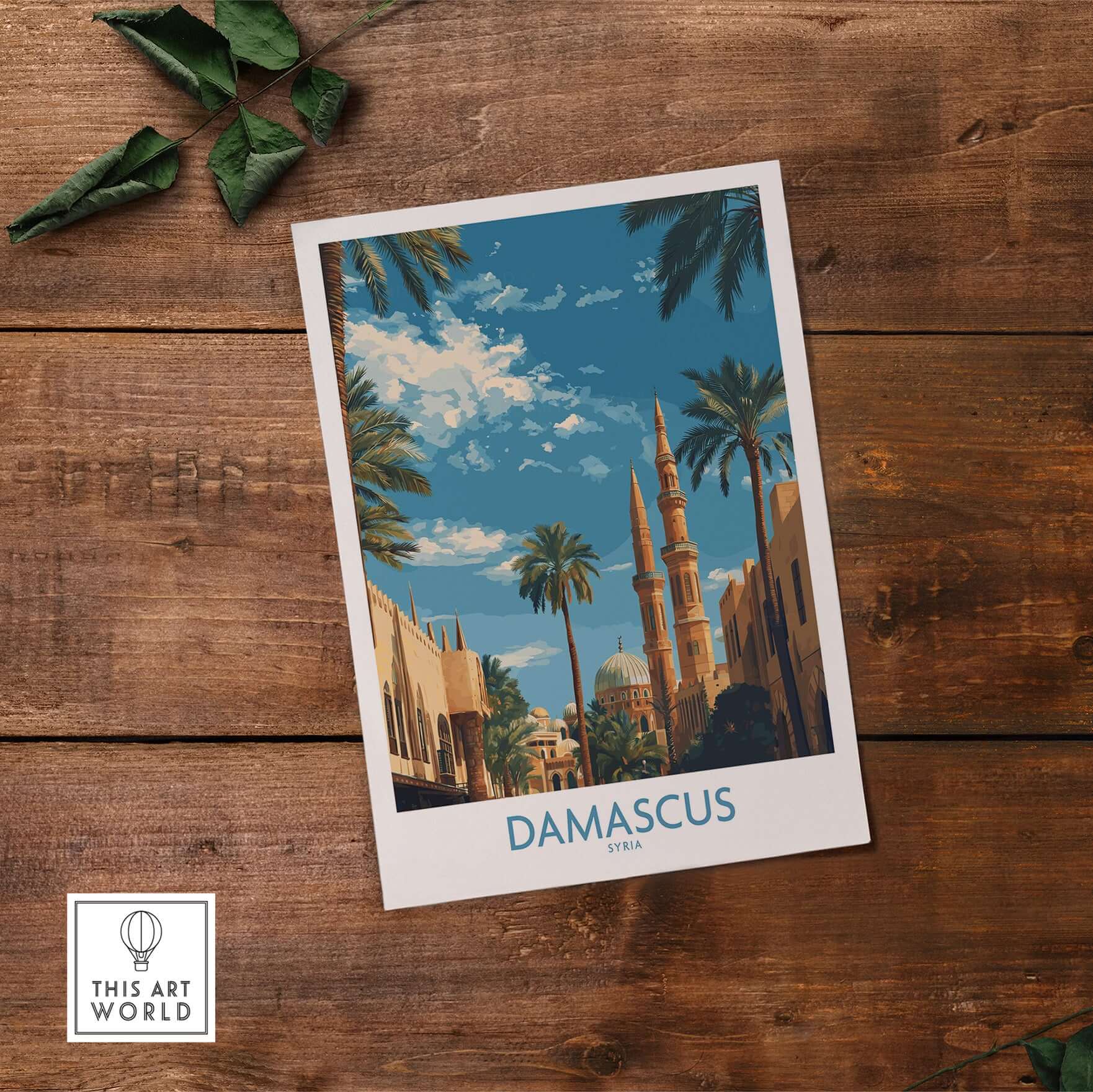 Damascus Umayyad Mosque Poster - Syrian Palm Tree Art Print - Cityscape Wall Decor