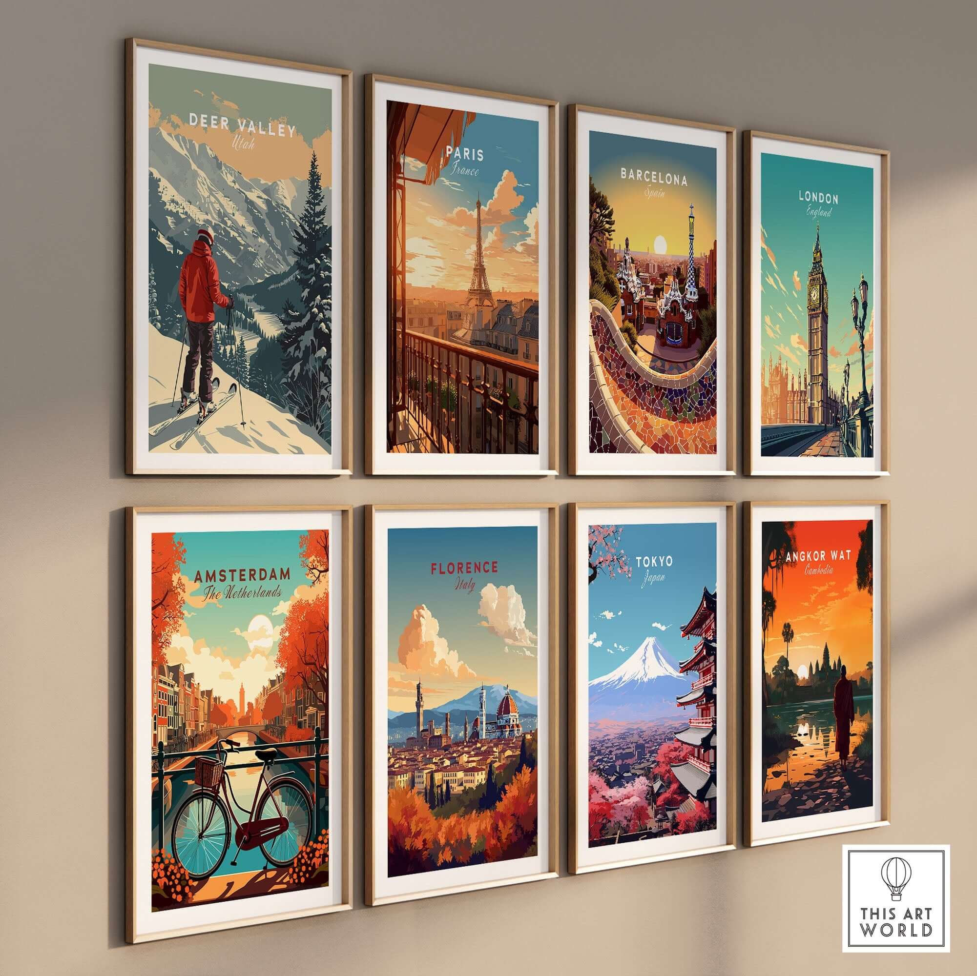Deer Valley Print Utah showcased among various city posters capturing travel destinations and scenic beauty.