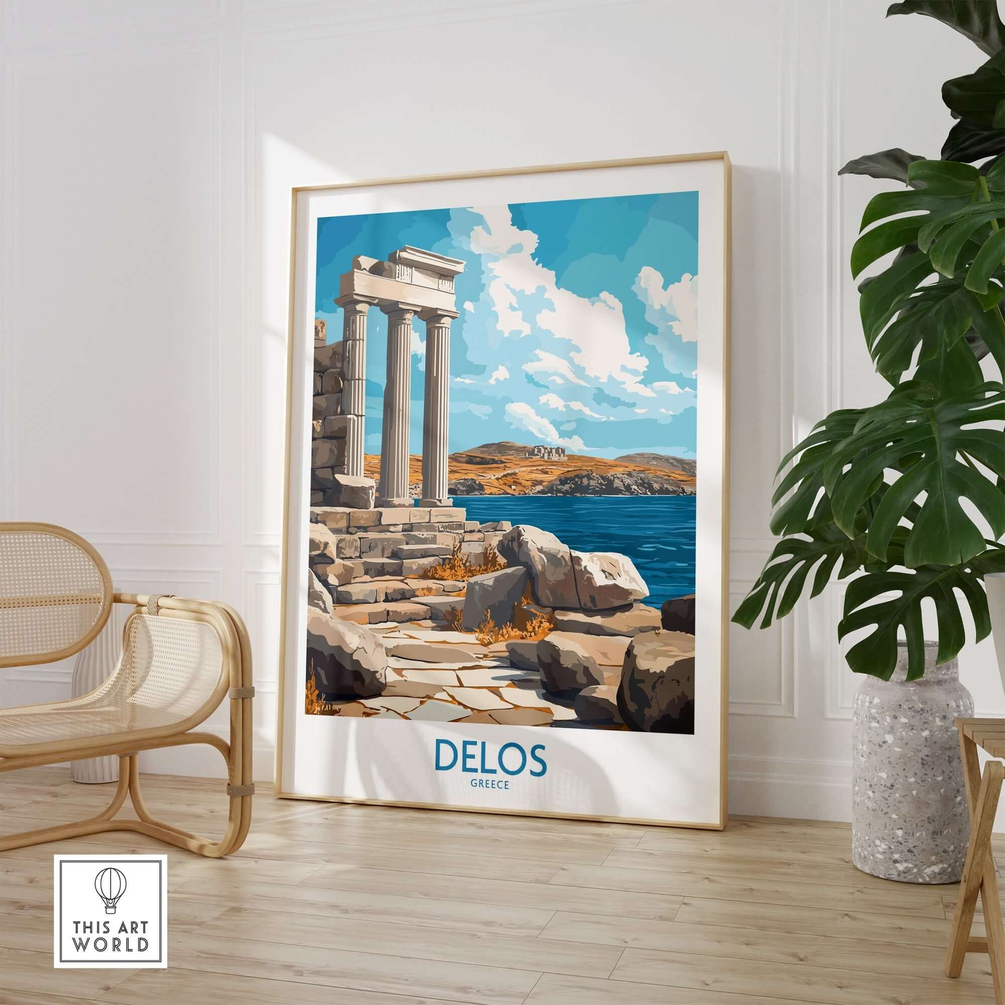 Delos Wall Art Print Greece showcasing stunning landscape and architecture of Delos island, perfect for home decor.