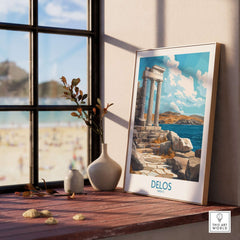 Delos Wall Art Print Greece featuring beautiful coastal scenery and iconic architecture of Delos island.